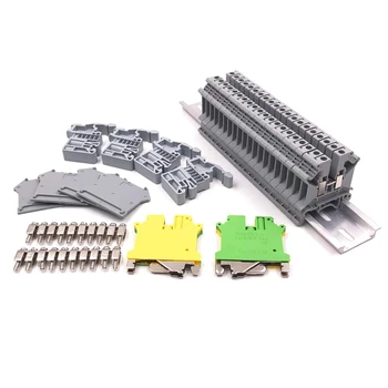 

FUNN-Din Rail Terminal Blocks Kit,Uk5N Terminal +Ground Blocks+Aluminum Rail+D-Uk End Covers+E/Uk End Brackets+Bridge Jumpers Ki