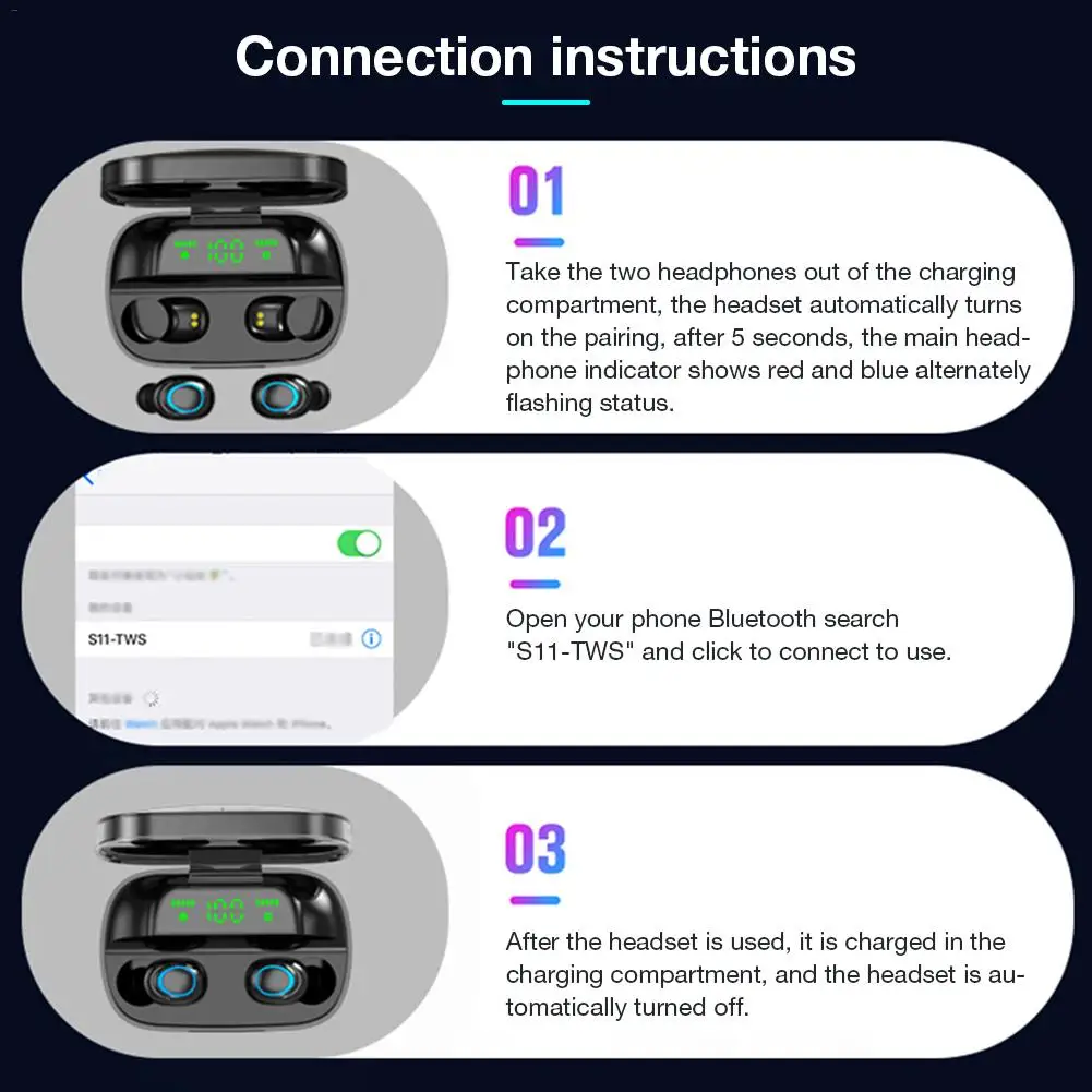 S11 True Беспроводные стерео Bluetooth 5,0 наушники сенсорный CVC8.0 шумоподавление в уши водонепроницаемый с цифровым дисплеем зарядка Бо