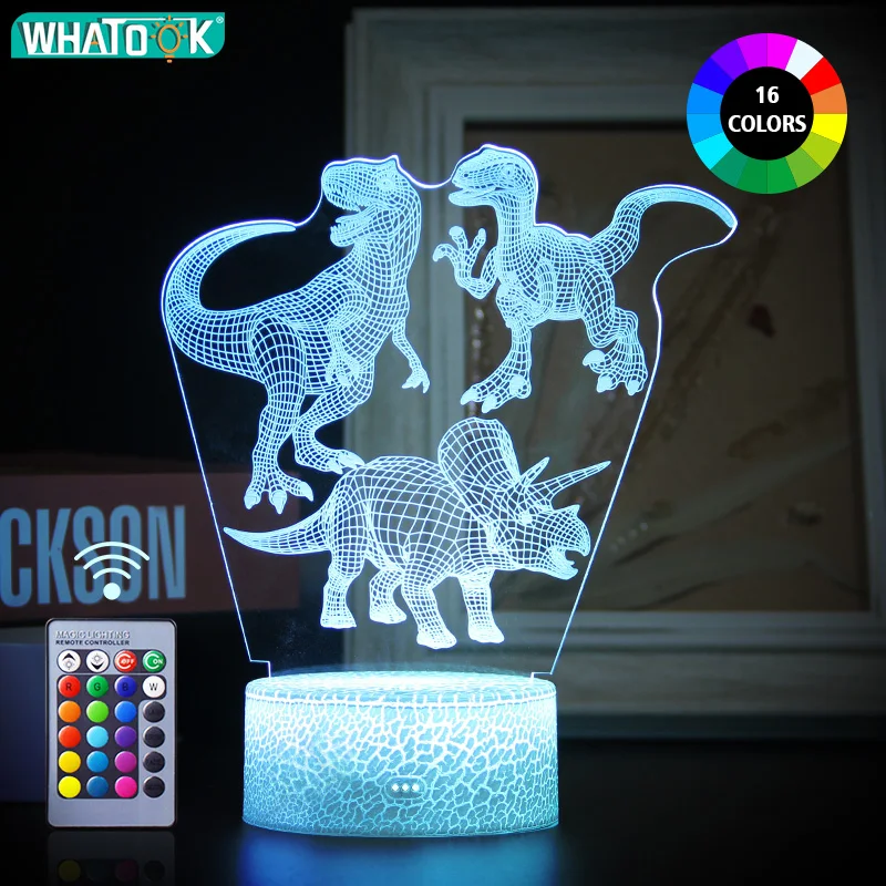

Dinosaur 3D LED Night Light Desk Nightlight Touch Remote Table Lamp Decor Gifts for Baby Kids Child Birthday Holiday Girl Friend