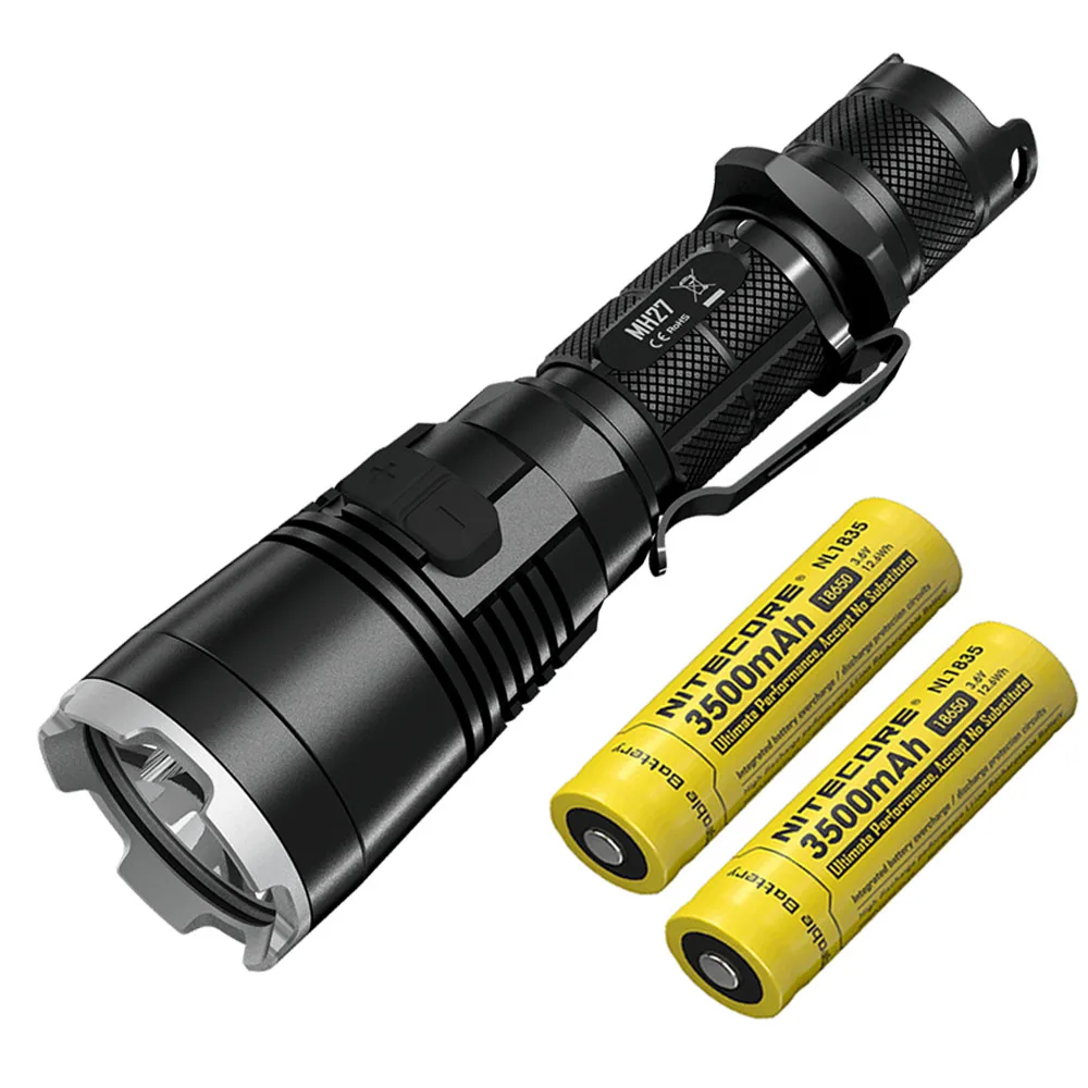NITECORE MH27 тактический фонарь XP-L HI V3 Белый Красный Зеленый Свет Макс 1000 люмен дальность луча 462 м ручной фонарь - Испускаемый цвет: MH27 NL1835  x 2