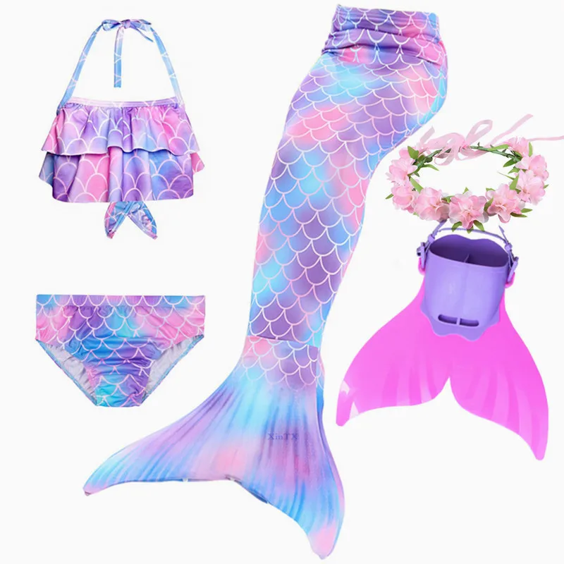 Купальник бикини с хвостом русалки для девочек комплект плавания купальный