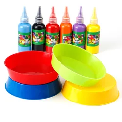 Palette de peinture Graffiti pour enfants, 4 pièces/ensemble, Palette colorée de peinture Gouache, bol, stylo de lavage, tasse, fournitures d'art de l'école primaire 