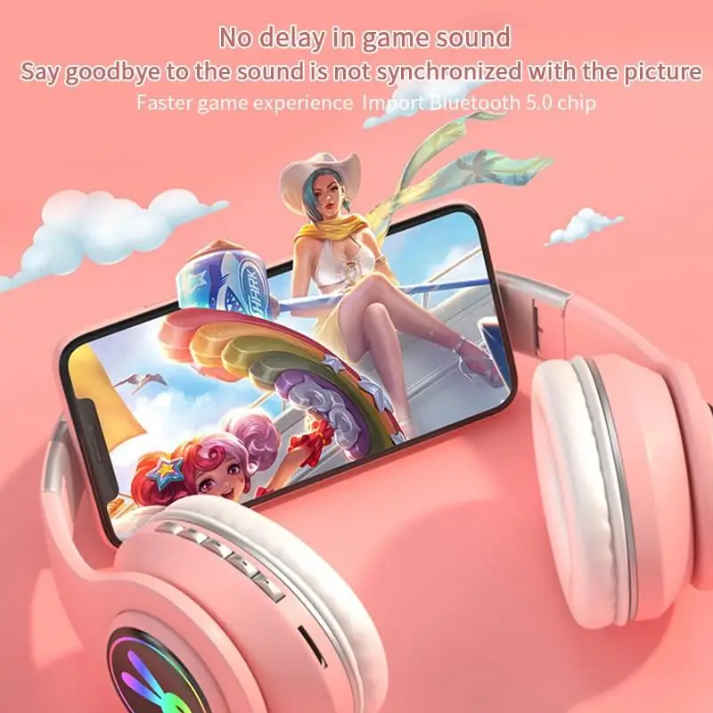 Wireless Bluetooth 5 0 Music Earphone Cute Bluetooth Headset Support Radio Bluetooth Headset