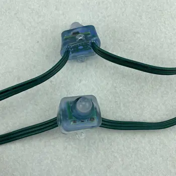

Resistor voltage drop/DC12V/100pcs/strand/square type/ RGB addressable 12mm WS2811 led pixel node,18AWG all GREEN wire,IP68