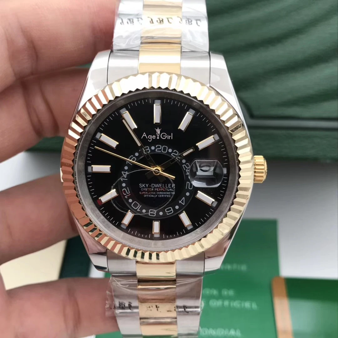 Silver Gold Black Роскошные брендовые Новые Мужские автоматические механические часы небесно-серебристый черный белый кристалл сапфир розовое золото ограниченная Спортивная AAA+ 41 мм - Цвет: Silver Gold Black