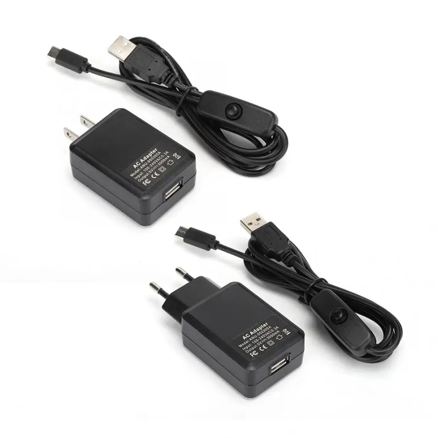 Для Raspberry Pi 4B 5 V/3A type-C с кнопкой переключения линии адаптер питания AC 100-240V зарядное устройство