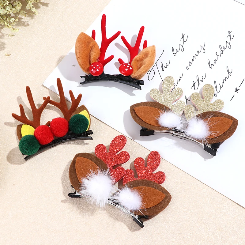 Christmas New Cute Deer Horn Hair Clips Festival Style Headband Forest Nut Hair Accessories Hairpins