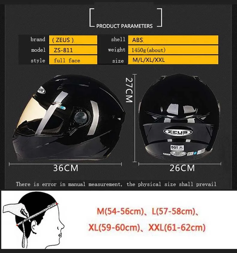Новинка ZEUS анфас мотоциклетный шлем ABS Мотокросс мотоциклетные шлемы ZS-811 с DOT сертификация Размер M L XL XXL