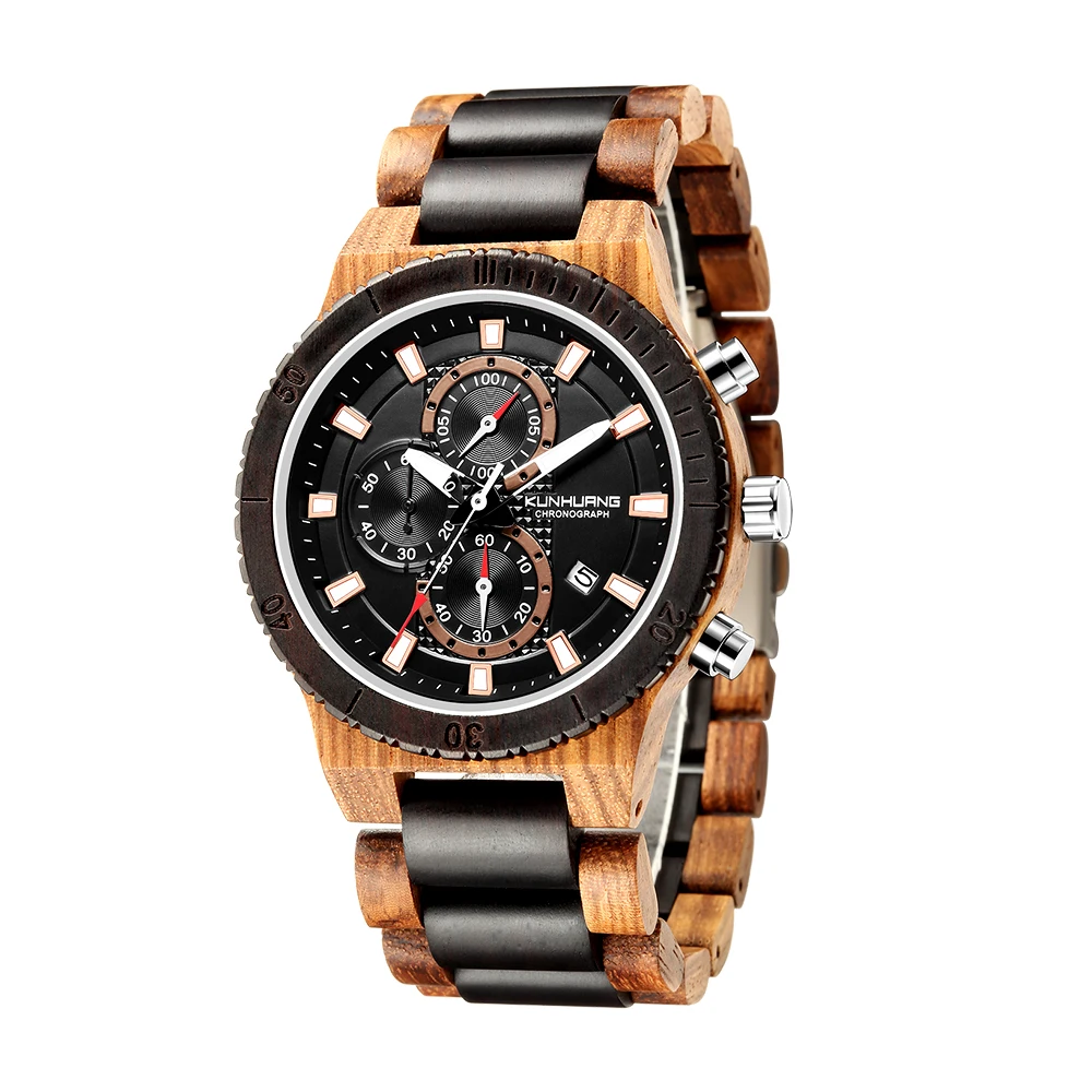 Mens watches wooden Quartz Multifunction movement waterproof Hot Top Brand Analog Luxury Sports Wooden Strap men clock 1021