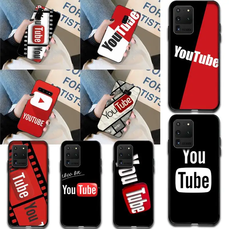

HPCHCJHM youtubee Black TPU Soft Rubber Phone Cover for Samsung S20 plus Ultra S6 S7 edge S8 S9 plus S10 5G