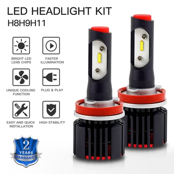 

Car Lamp H8 H9 H11 LED Headlight Bulbs 6000LM 50W CSP LED Chips 6500K Pure White Auto Headlamp High Beam Low Beam Fog Lamp