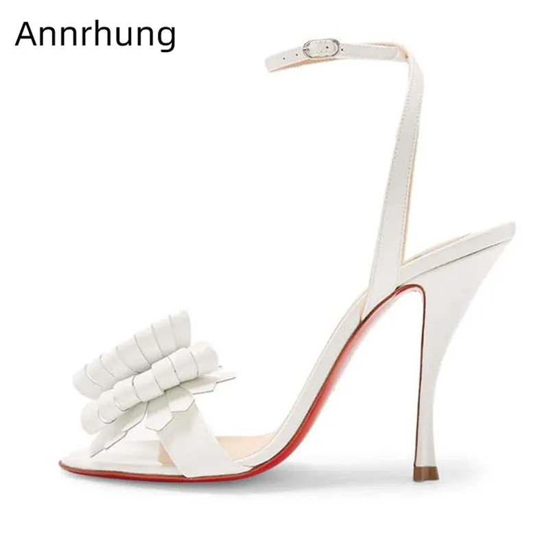 

2019 New Chic One Strap Sandals Butterfly-Knot High Heels Women Fringe Bowknot Open Toe Thin High Heels Sweet Party Sandals