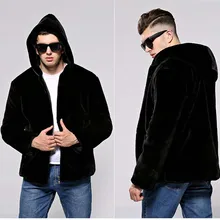 Новинка года, модная повседневная мужская шуба с капюшоном и искусственным мехом, осенне-зимняя однотонная мужская шуба NUW629