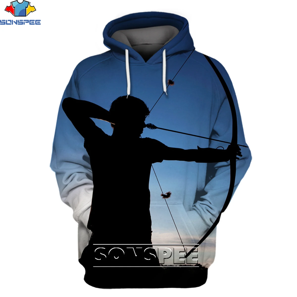 long hoodie SONSPEE Bow arrow archer Hoodies 3D Men Women Fashion hunting Animal Streetwear Tops Unisex Long Sleeve pullover Plus Size cool hoodies Hoodies & Sweatshirts