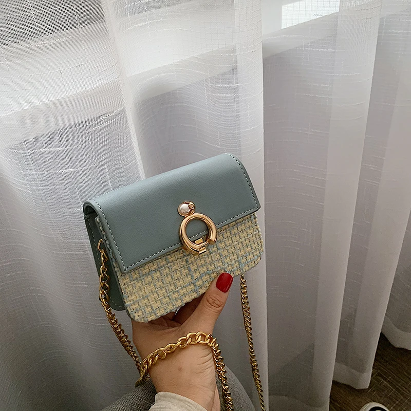 14 CM Blue Элегантный женский манжет мини квадратная сумка Новая высококачественная женская дизайнерская сумка из искусственной кожи с цепочкой - Цвет: 14 CM Blue