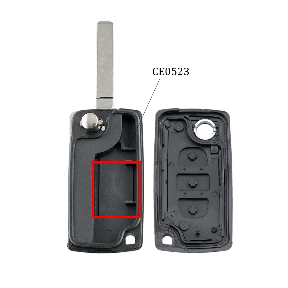 BHKEY Flip Remote Car Key Case For Peugeot 207 307 308 407 607 For Citroen C4 C5 C3 Berlingo Xsara HU83/VA2 Fob 2/3/4B Car key