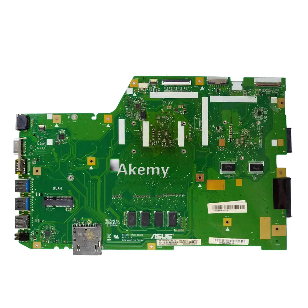 Материнская плата для ноутбука X751YI для ASUS X751Y X751YI K751Y, 2 Гб, видеокарта, 4 Гб ram/E1-7010, процессор