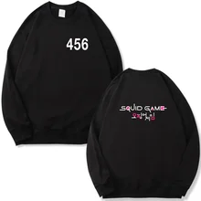 

New Black Crew Neck Sweatshirt Squid Game Unisex Pullovers Fashion Autumn Boys Girls Casual Sportswear 456 Printed Sweatshirts