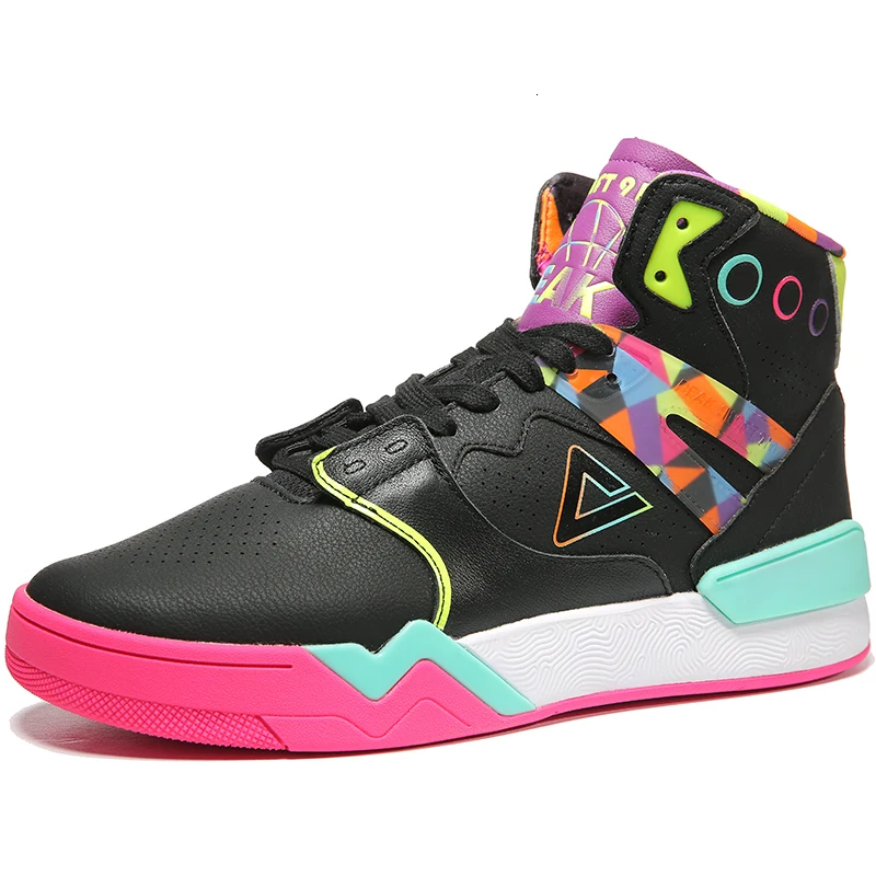 

PEAK Men Skateboard Shoes Classic High Cut Mixed Color Sneakers Fashion Casual Shoes PEAK TAICHI Retro Sports Shoes