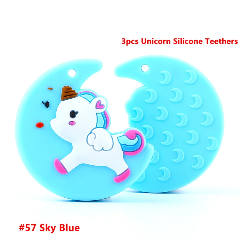 BX407-57-3pcs Keep& расти 3 шт. Moon Единорог силиконовый Прорезыватель для зубов в форме звезды силиконовый шарик ребенка режутся зубы жевательные, бусины для младенцев для кормления ниппель инструменты для цепи - Color: BX407-57-3pcs