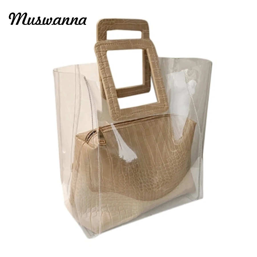 Crocodile Transparent Handbags Women Clear PVC Jelly Bags Designer Luxury Hand Bags Shopping Totes Large Summer Beach Bag Ladies