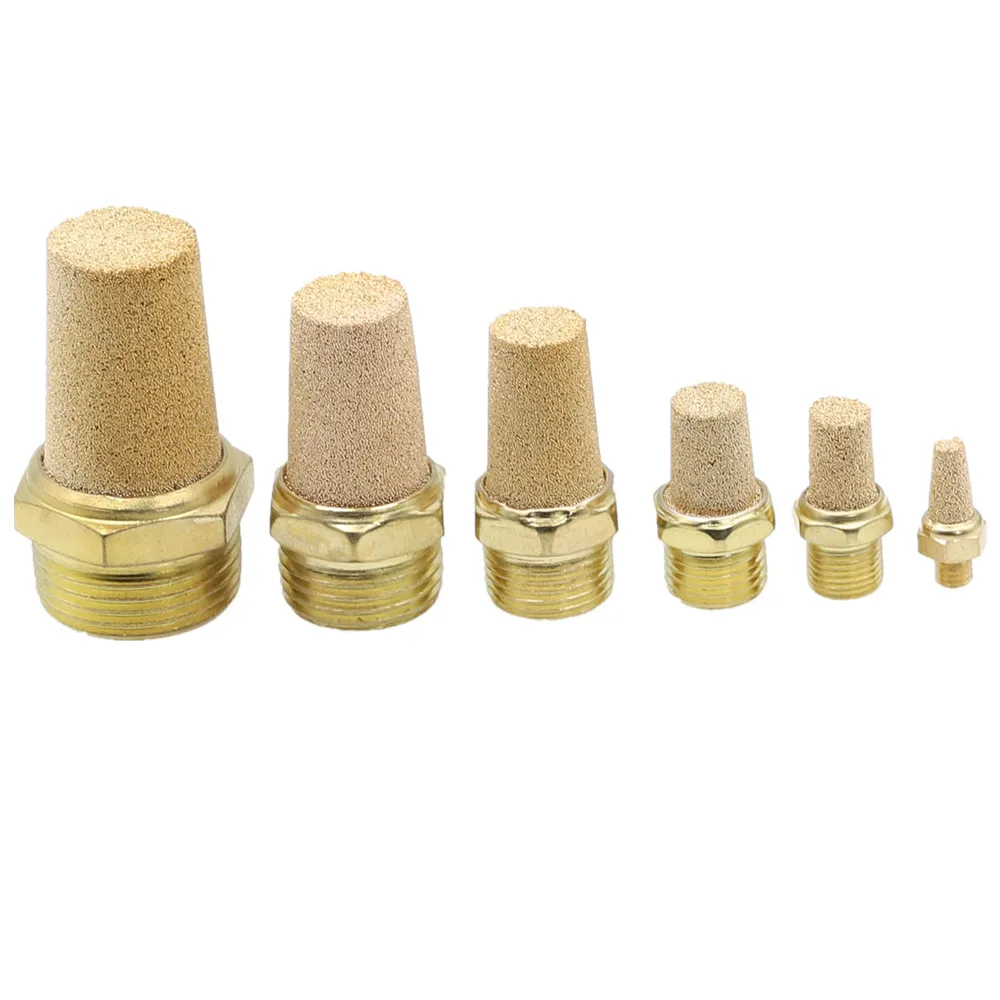 Медный фитинг M5 1/8 "1/4" 3/8 "1/2" Пневматический латунный Выпускной пневматический глушитель глушители фитинг шумофильтр редуктор разъем