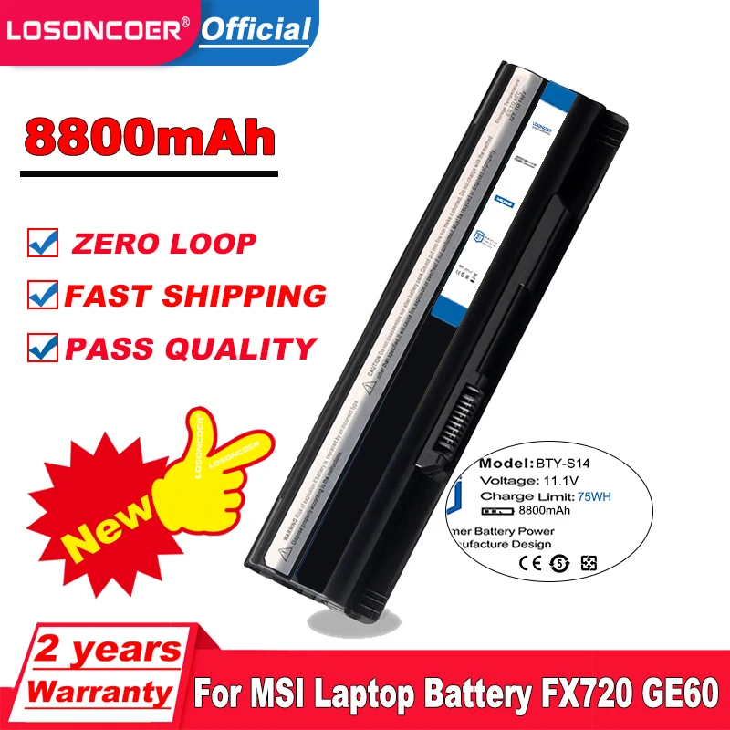 Лидирующий бренд 100% новый 8800 мА/ч BTY S14 для ноутбука MSI Батарея FX720 GE60 GE620 GE620DX GE70 A6500