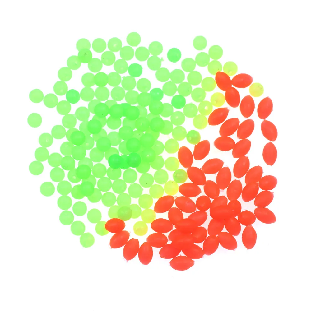 

1000PCS Red Green Oval Soft Rubber Luminous Fishing Beads Glowing Sink Beads For Treble Hook Fishing Rigs Fishing Lure Tackle
