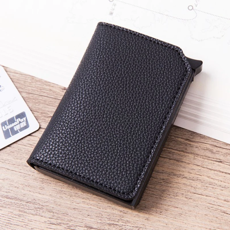 Модный Анти RFID блокирующий мужской держатель для кредитных карт PU маленький кошелек, кожаный ID Чехол для банковских карт металлический защитный кошелек для женщин
