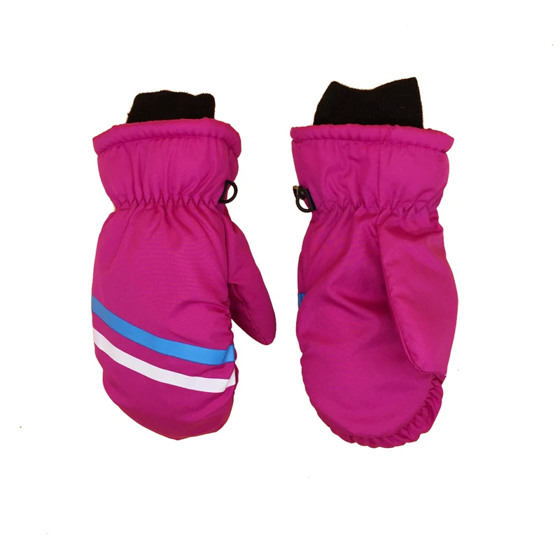 hot pink BalleenShiny/Детские Зимние теплые перчатки; утолщенные лыжные перчатки; уличные Водонепроницаемые Детские Зимние варежки из хлопка; ветрозащитные перчатки для мальчиков и девочек - Цвет: hot pink