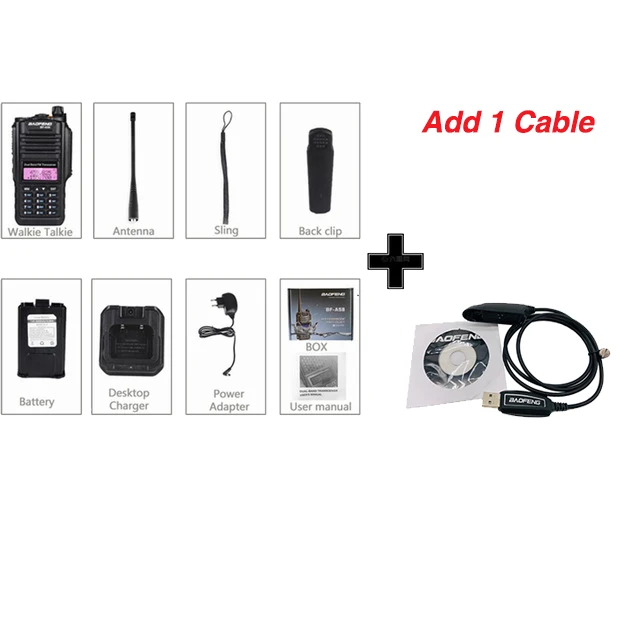 Baofeng BF-A58 рация 10 км UHF VHF двухдиапазонный приемопередатчик 5 Вт радиоприемник IP67 водонепроницаемая двухсторонняя радиостанция Baofeng A58 - Цвет: add 1 program cable