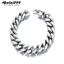 Oulai777 кубинские звенья цепи на руку мужские браслет полировка нержавеющая сталь мужские аксессуары браслет мужские \ x27s pride silver