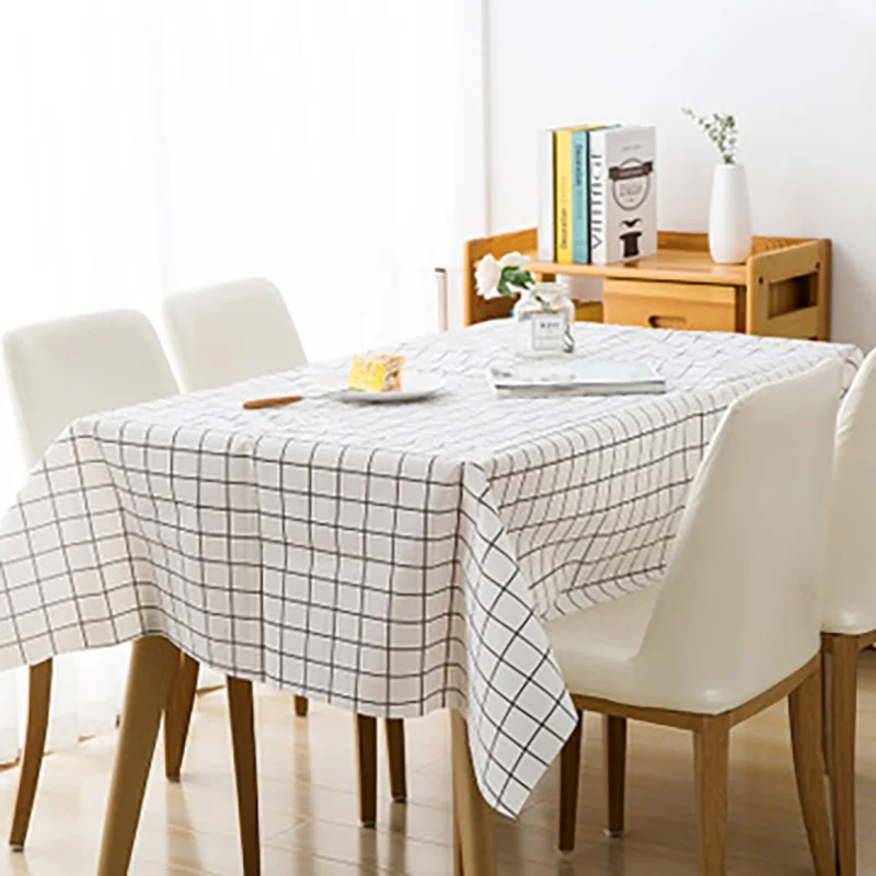 Nordic Fresh Lattice Print PEVA Tablecloth Waterproof Oil Proof Anti Scalding Household Wedding Birthday Party Table Cloth