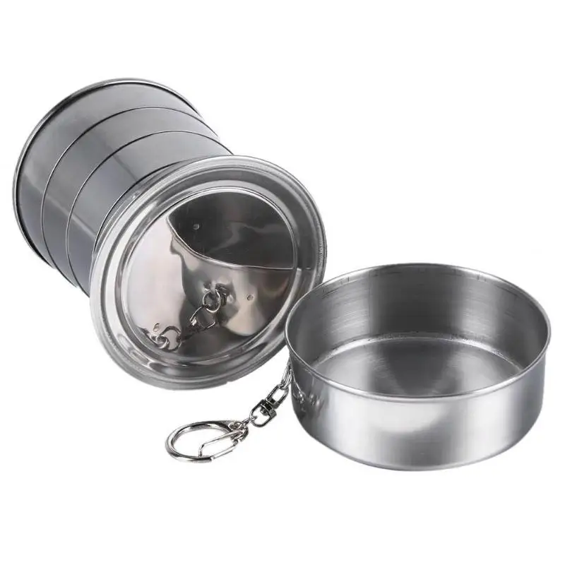 Big Stainless Steel Travel Portable Retractable Metal Wine Folding Cup
