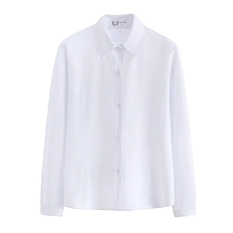 Japanese Korean College Wind Jk Shirt Summer Girls V-neck Collar Long Sleeve Work Uniform Student School Uniform Tops Large Size - Цвет: white