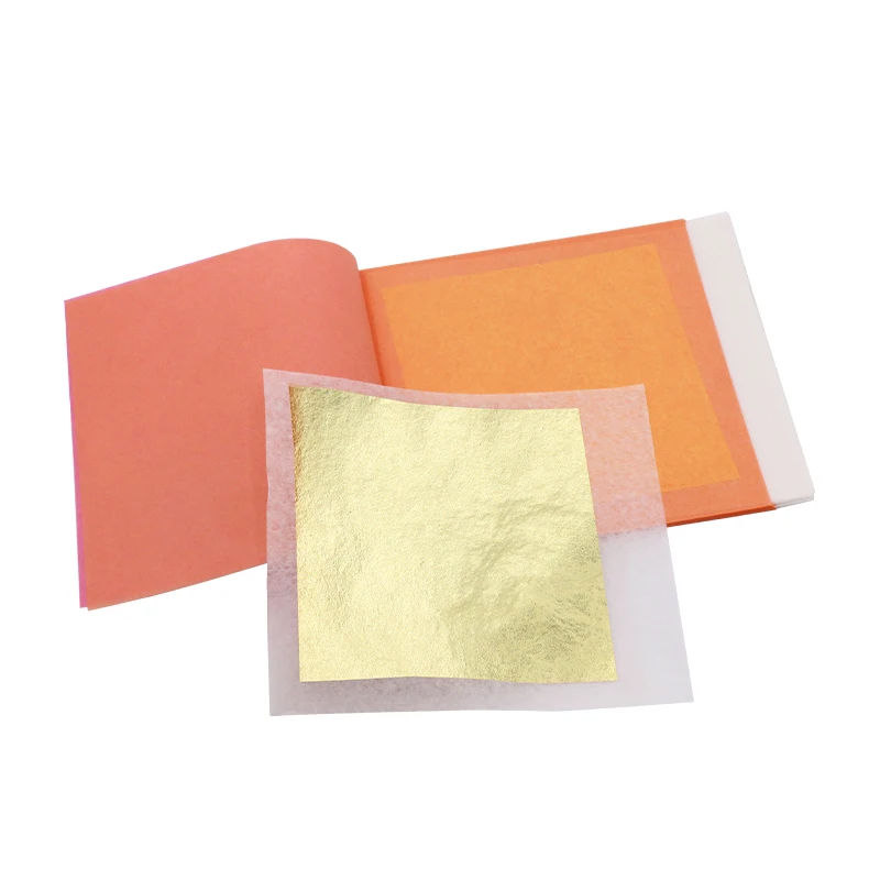 Flocons de feuille d'or de transfert 24K, 25 feuilles/livret, pour gâteau, dessert, viande, décorations alimentaires, art créatif, peinture artisanale ouvertement 8cm