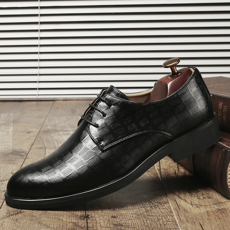 

Big size new Men's Dress lace up Shoes Leather Oxfords Shoes Fashion Wedding Party Business Driving Lozenge dad Shoes Z51-02