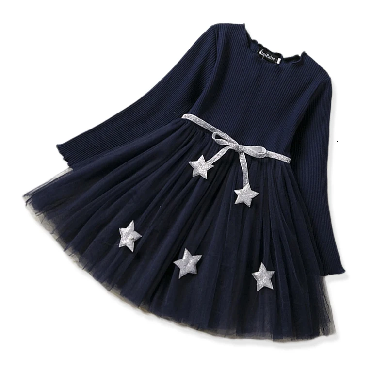 Зимнее трикотажное шифоновое платье для девочек детская одежда с длинными рукавами для рождественской вечеринки детские платья для девочек, одежда на год
