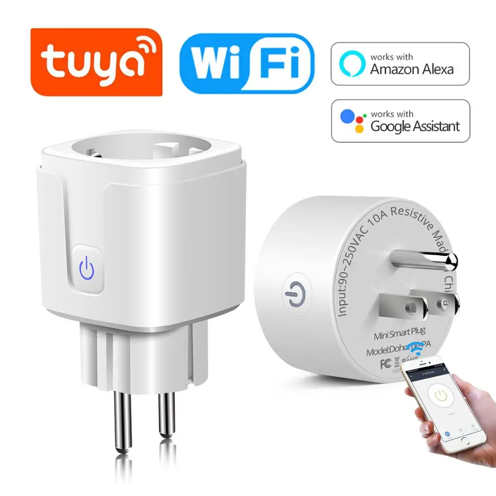 Умная розетка Tuya Wi-Fi выключатель света голосовое управление EUUS Power Plug