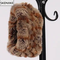 2025 Winter Women Real Fur Ring Scarf Knit Lady Genuine Rex Rabbit Fur Headbands Girls Elastic Warm Soft Rex Rabbit Fur Scarves