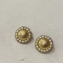 MENGJIQIAO новые трендовые Винтажные серьги-гвоздики из искусственного жемчуга для женщин Мода Bijoux металлический круглый Букле д 'ореиль Brincos