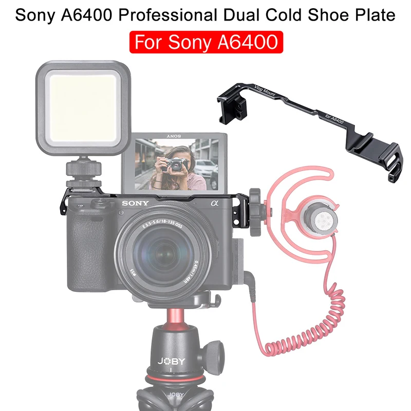 

UURig Vlog L Plate Bracket Dual Cold Shoe Mount for Sony A6400 Microphone LED Video Light
