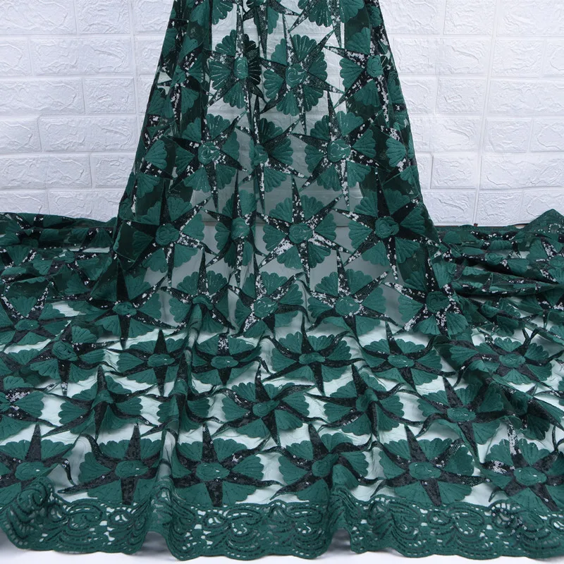 

African Lace Fabric High Quality Milk Silk Mesh Lace Fabric Beautiful Nigerian Sequined Lace For Party Bridal Materials A1733