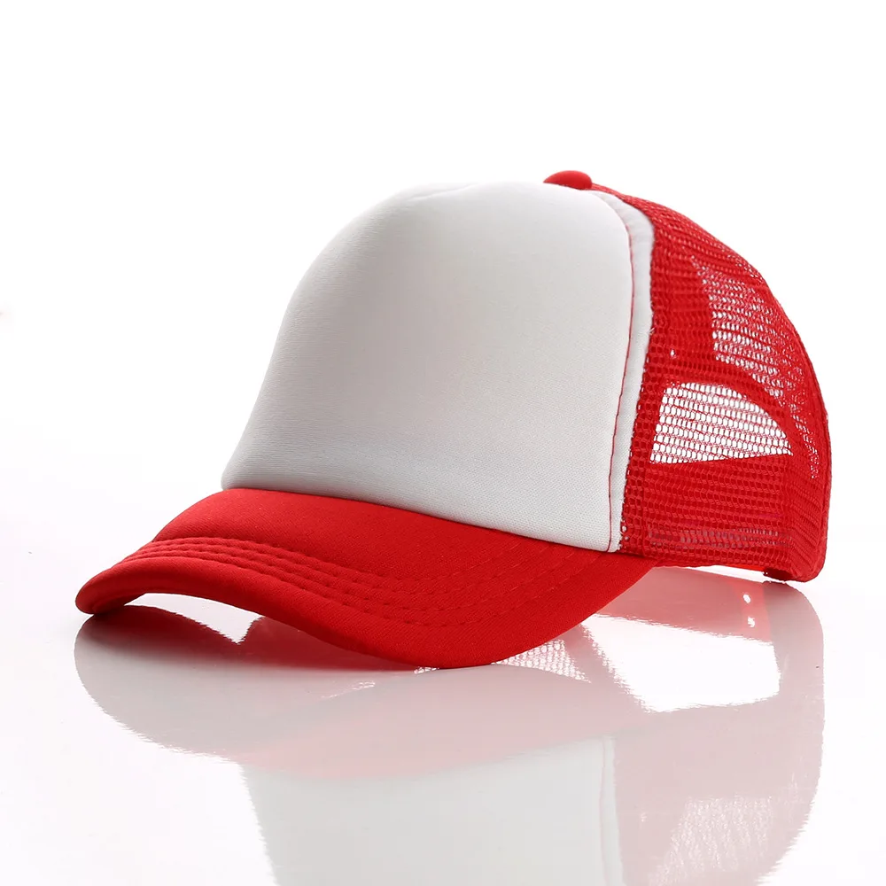new children's summer baseball cap printing sun hat hip hop duck tongue net caps advertising hat fashion kids hats - Цвет: red white