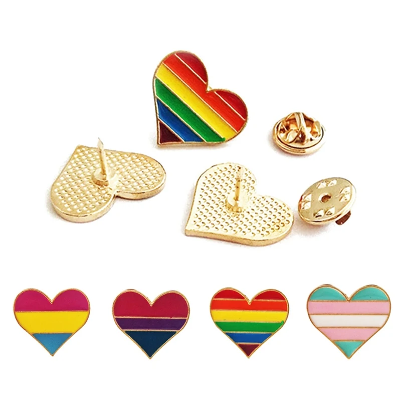 Эмалированные булавки в виде радужного сердца, гей-Прайд-ПИН, LGBT, значок, Броши Для узнавания, ювелирные изделия в виде сердца для женщин