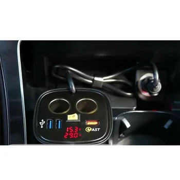 車のカップホルダーのシガーライター電圧計12 5vのusbソケット充電器ディスプレイ温度12v充電器電圧QC3.0 usb車高速cha