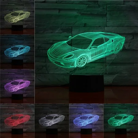 Суперкар 3D светодиодная лампа 7 цветов, меняющая USB модный ночник для мальчиков, детские подарки, Grand Touring, автомобильный стол, рядом со спальным украшением - Испускаемый цвет: I