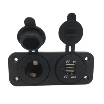 

12V Car Cigarette Lighter Plug Adapter Socket Splitter Waterproof Motorcycle Boat Dual USB Power Charger Outlet for Smart Phone