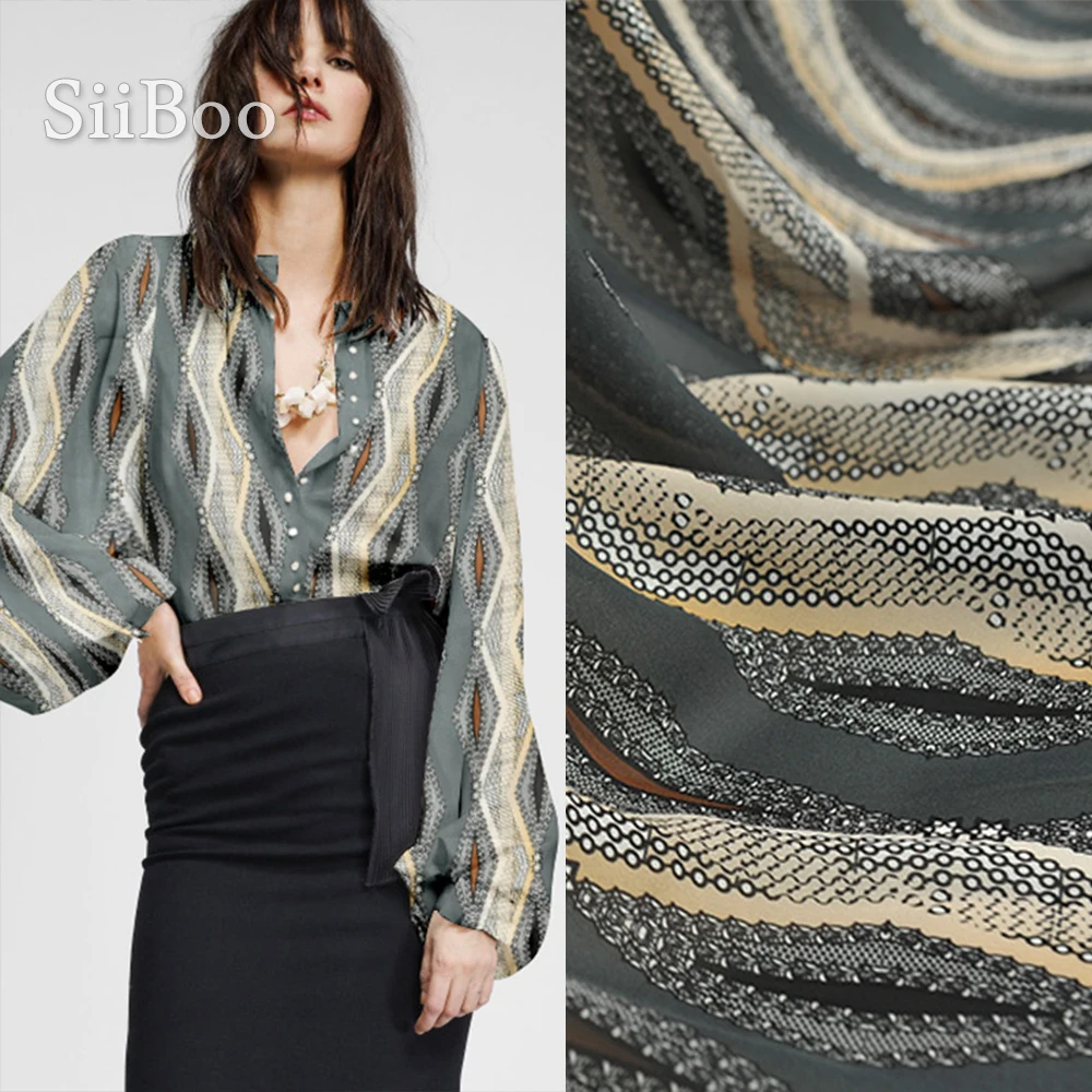 Женское платье из 100% натурального шелка элегантное жоржета с принтом в виде