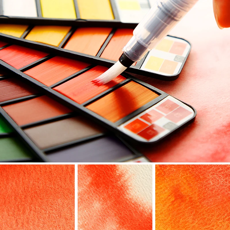 18/25/33/42 Colors Solid Watercolor Set Collapsible Water Color Paint Water Brush Creative Pigment for Drawing Stationery